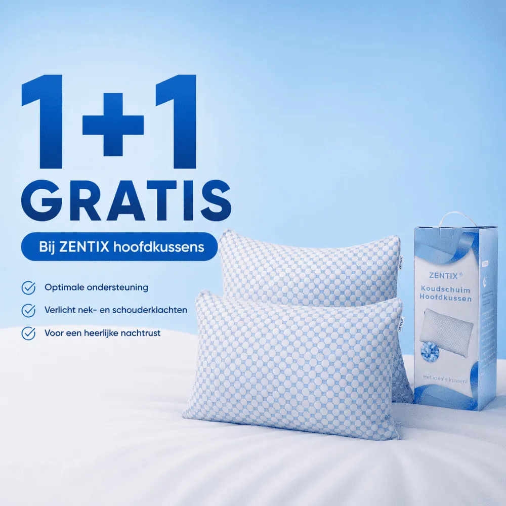 1+1 gratis actie op zentix hoofdkussens
